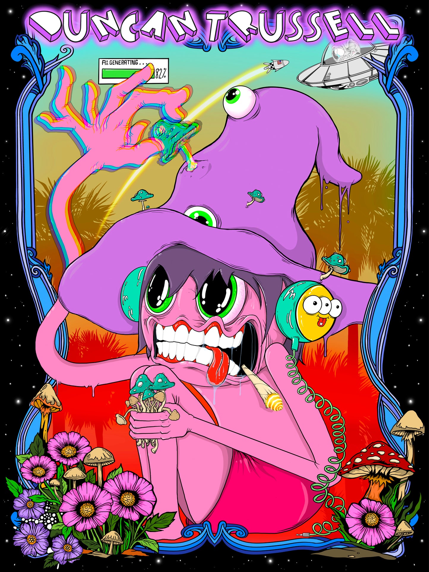 "Turn On, Tune in" Cotton Giclee