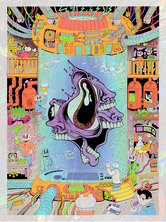 "Skulls and Faces" Large Screenprint Foil